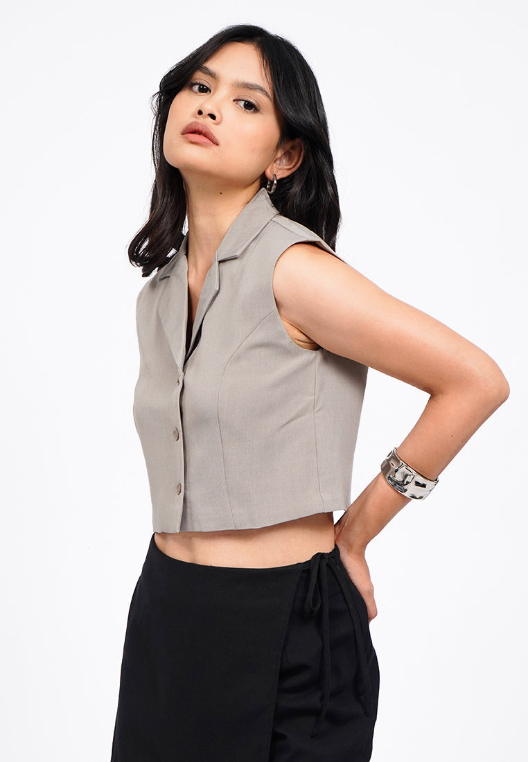 Collared Crop Vest
