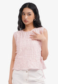Side Tie Textured Crop Vest L.Pink