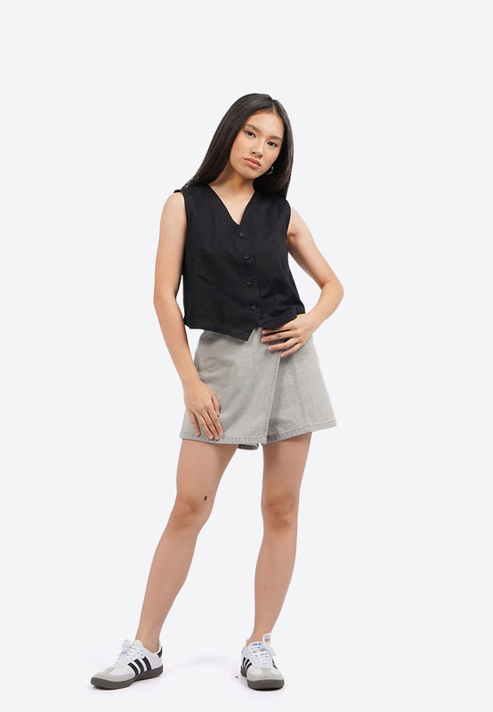 Button Up Crop Vest
