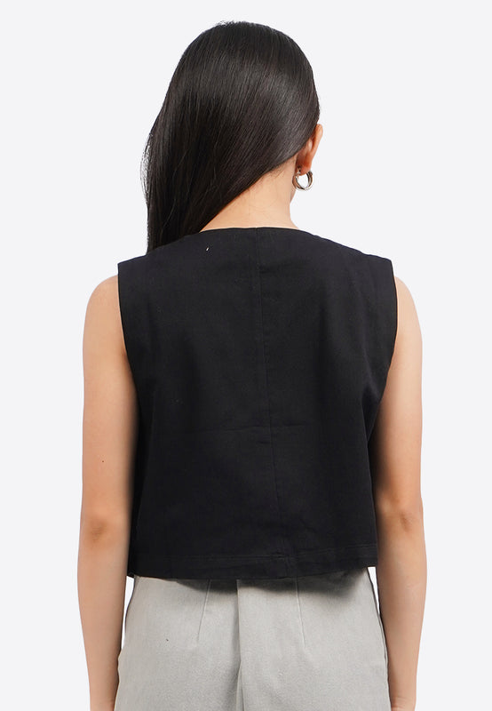 Button Up Crop Vest