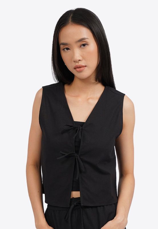 Crop Vest with Front Tied Opening
