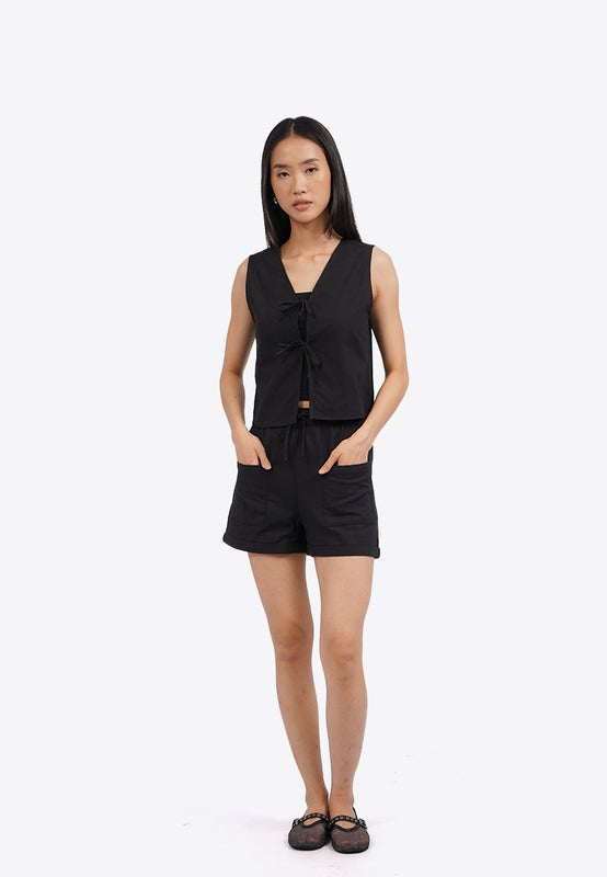 Crop Vest with Front Tied Opening