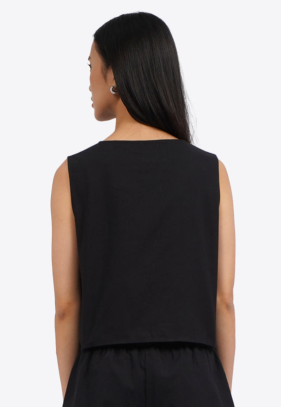 Crop Vest with Front Tied Opening