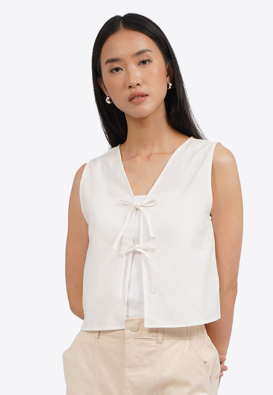 Crop Vest with Front Tied Opening