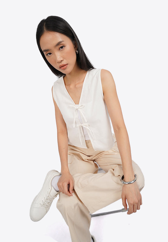 Crop Vest with Front Tied Opening