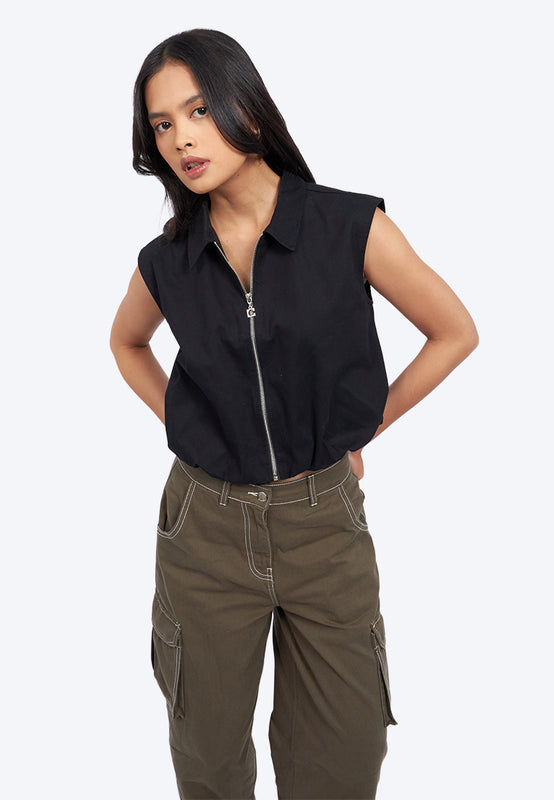 Zip Up Collared Vest