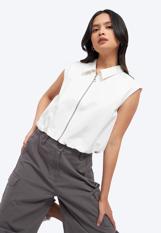 Zip Up Collared Vest