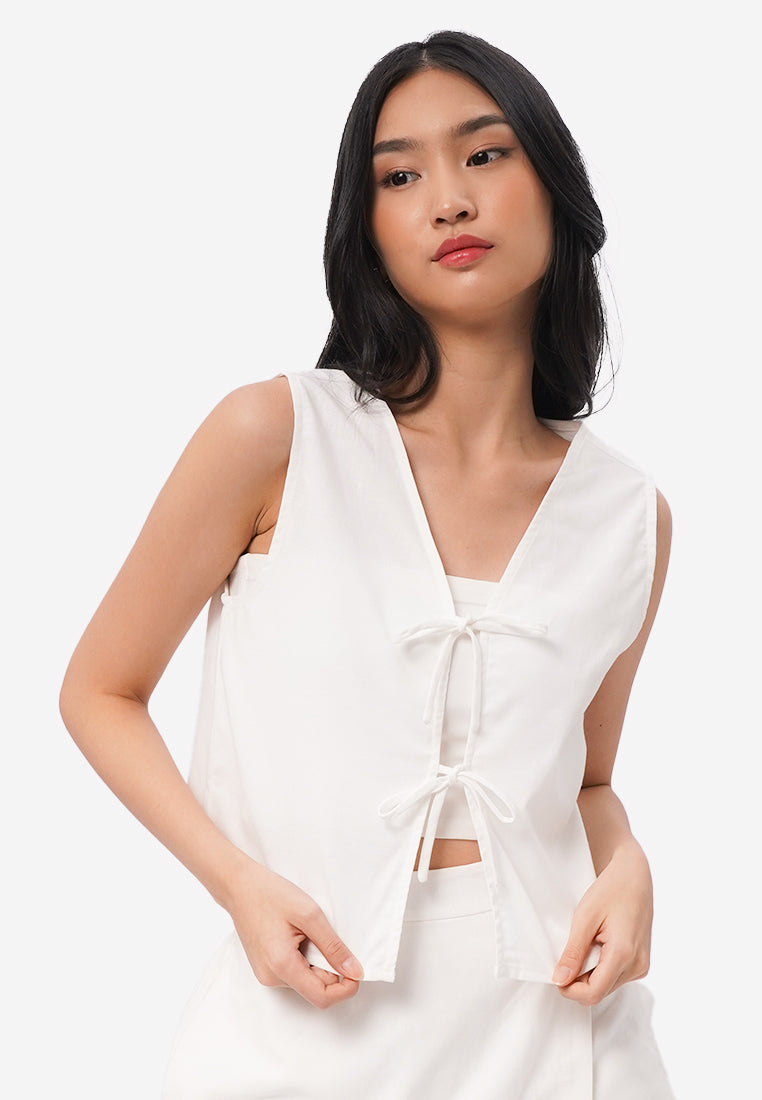 Tied Crop Vest Off White