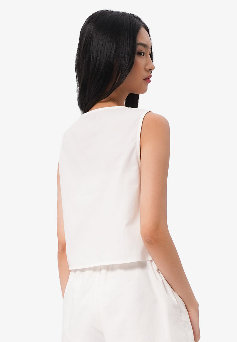 Tied Crop Vest Off White