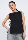 Boat Neck Vest with Side Tie Details
