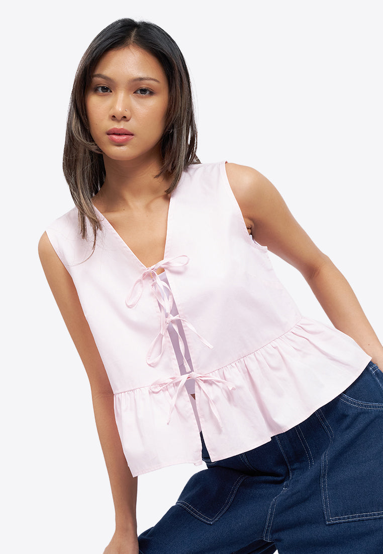 Tied Front V-Neck Vest