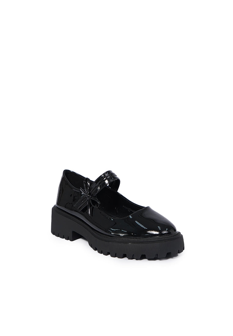 Black Chunky Loafers with Strap