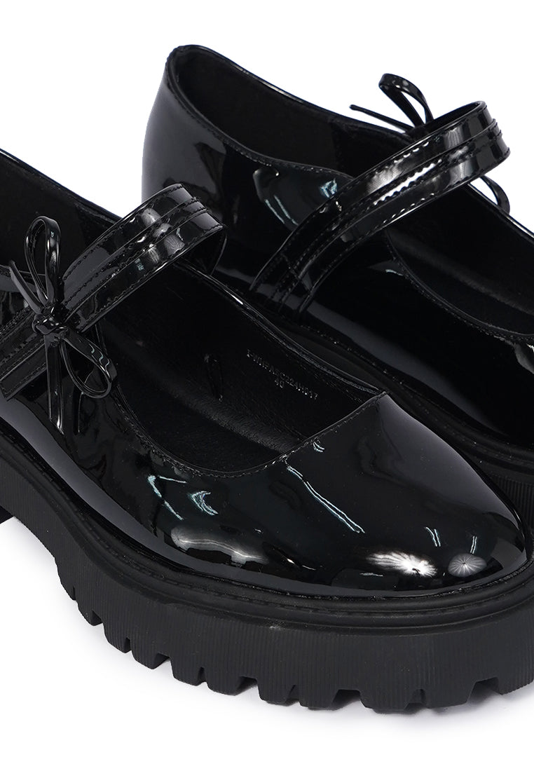 Black Chunky Loafers with Strap