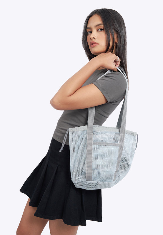 Grey Net Tote Bag