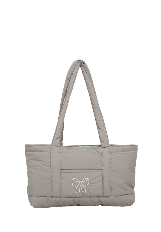 Grey Puffy Tote Bag