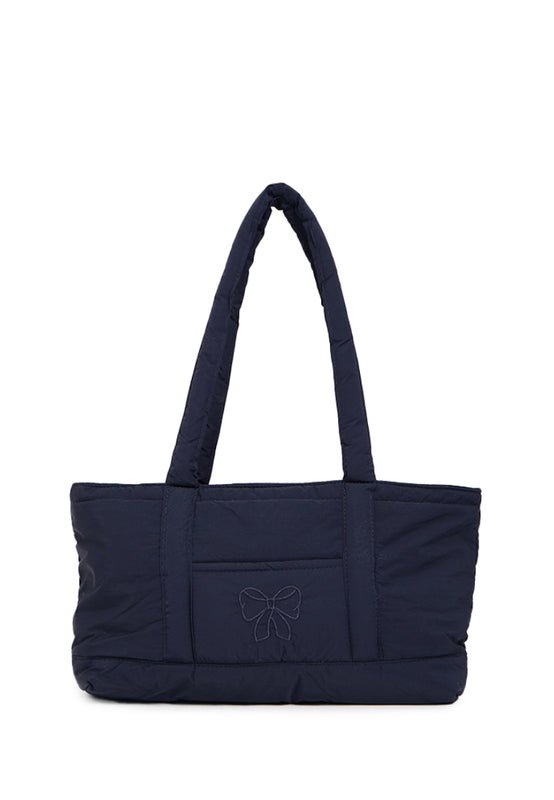 Navy Puffy Tote Bag