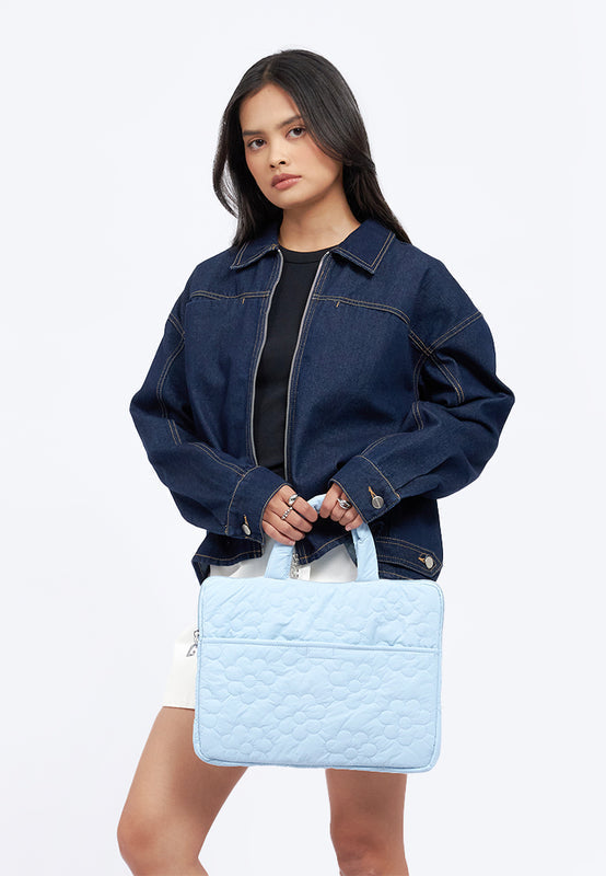 Lt Blue Quilted Laptop Sleeve