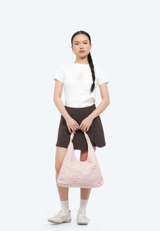 Soft Pink Floral Shoulder Bag