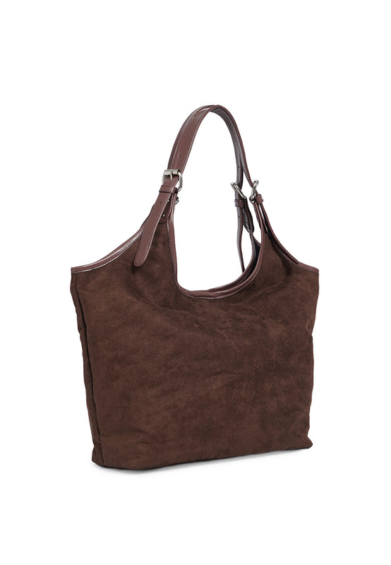 Dark Brown Suede Tote Bag