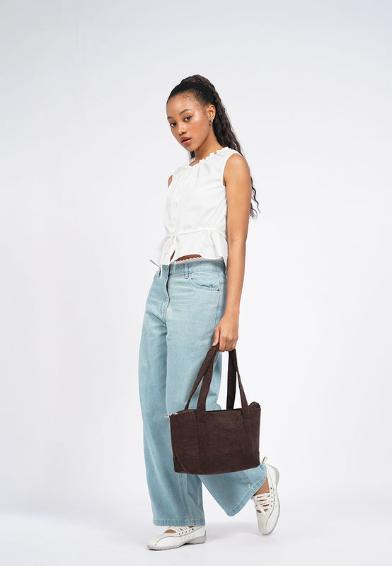 Brown Corduroy Tote Bag