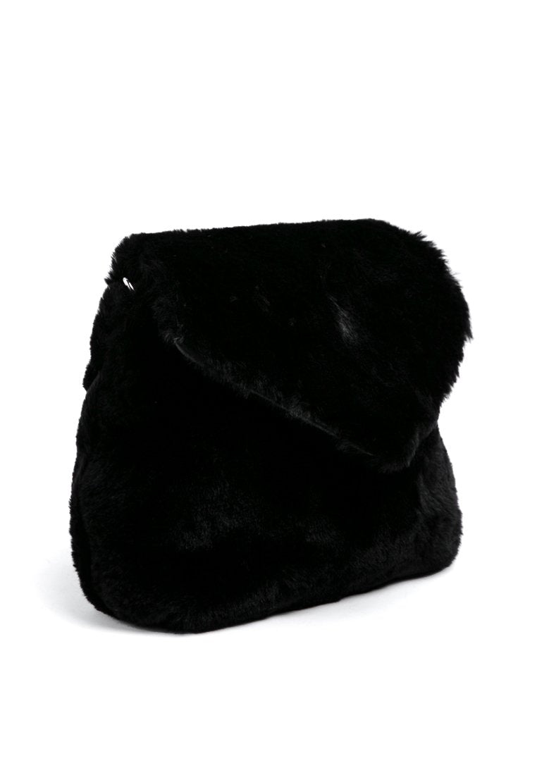 Black Fur Sling Bag