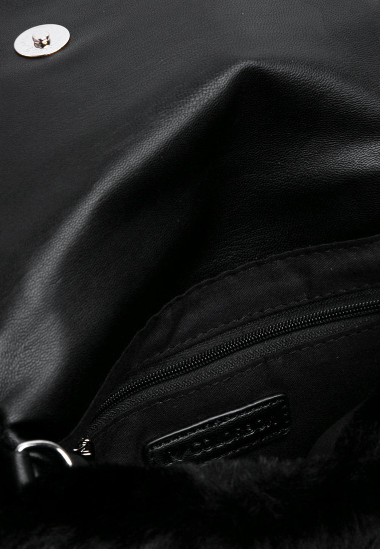 Black Fur Sling Bag