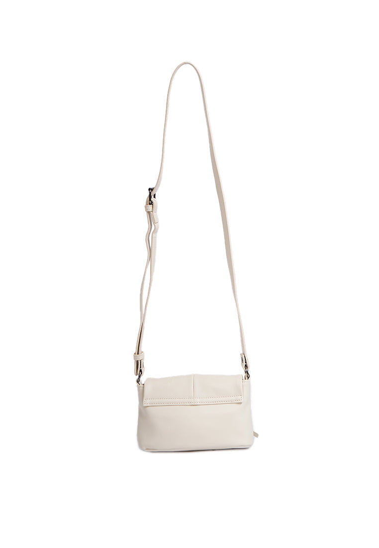 Off White Sling Bag with Bow Details