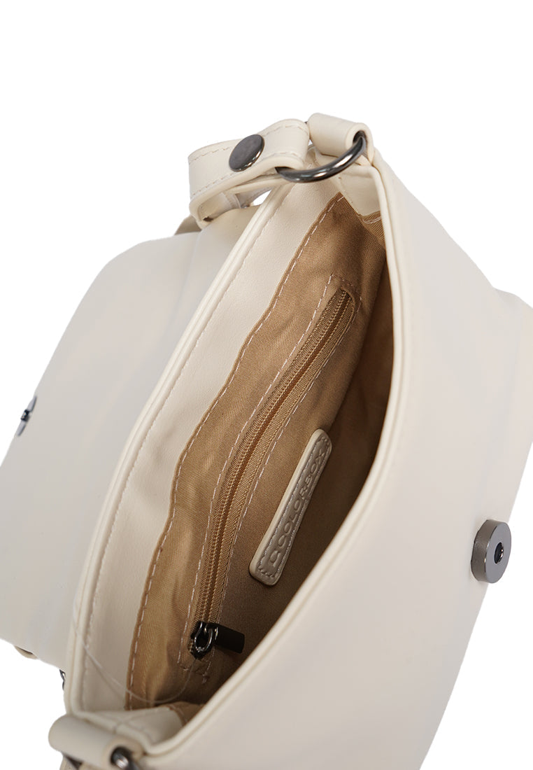 Off White Sling Bag with Bow Details