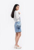 Dusty Blue Sling Bag with Bow Details