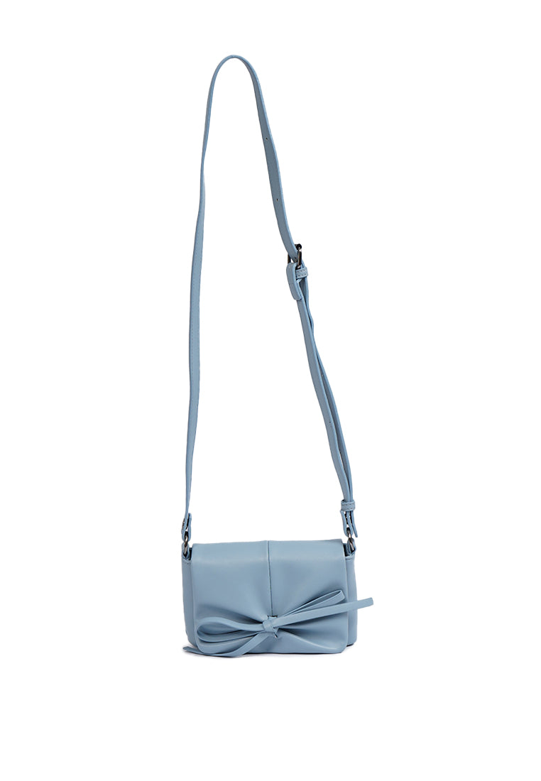 Dusty Blue Sling Bag with Bow Details