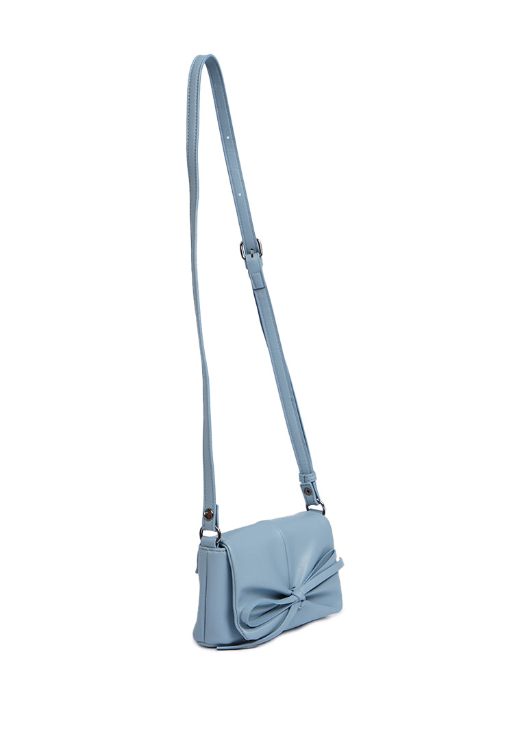 Dusty Blue Sling Bag with Bow Details