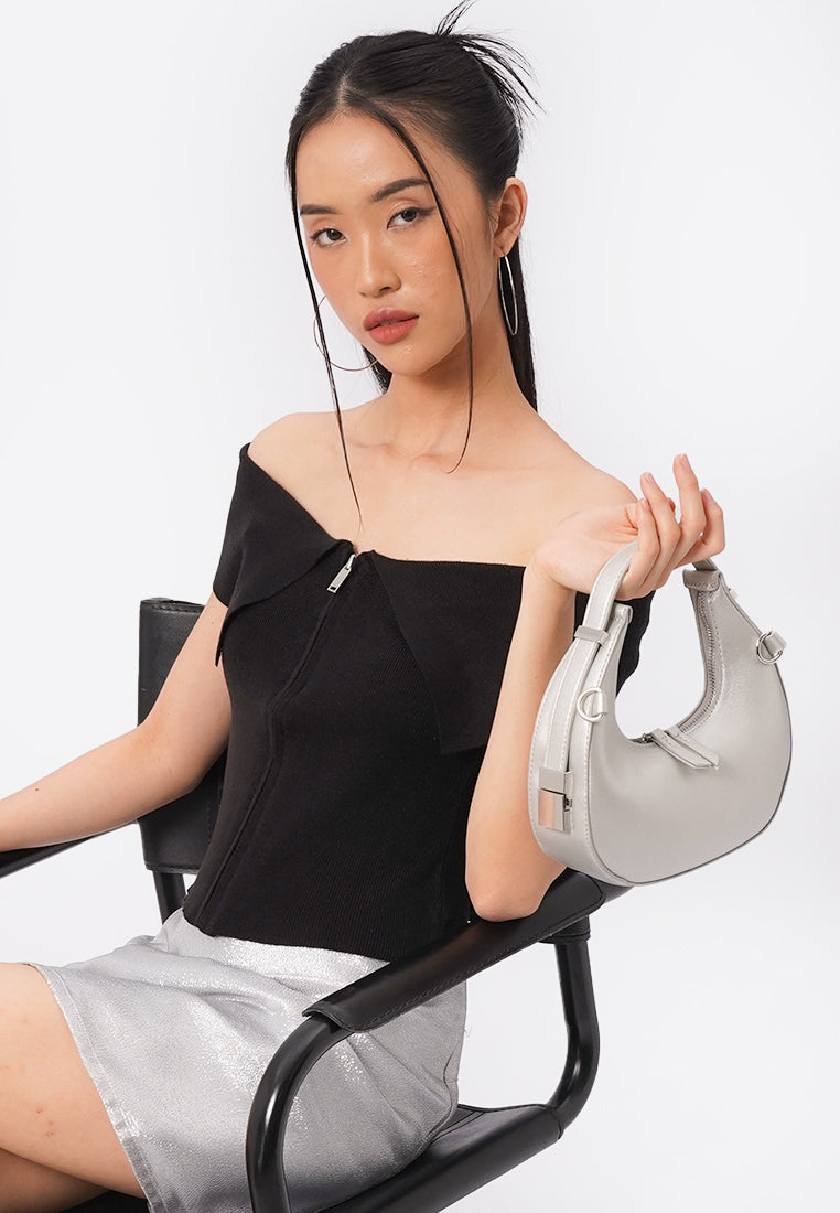 Half-Moon Sling Bag Silver