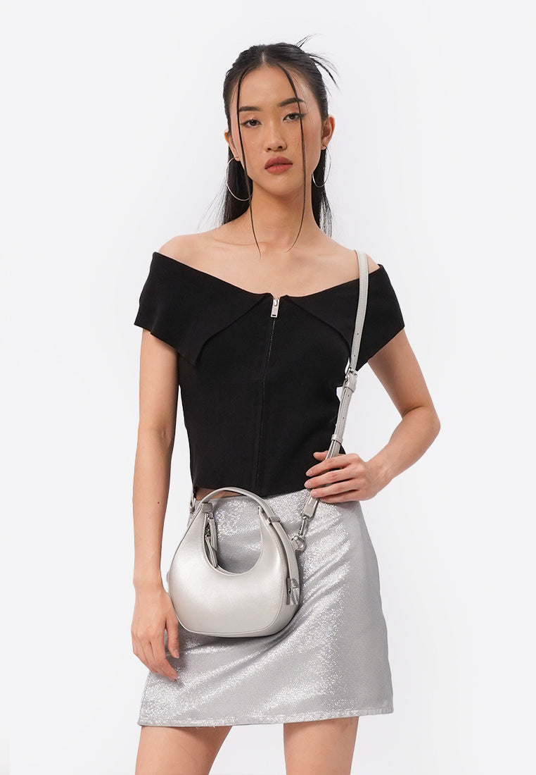 Half-Moon Sling Bag Silver