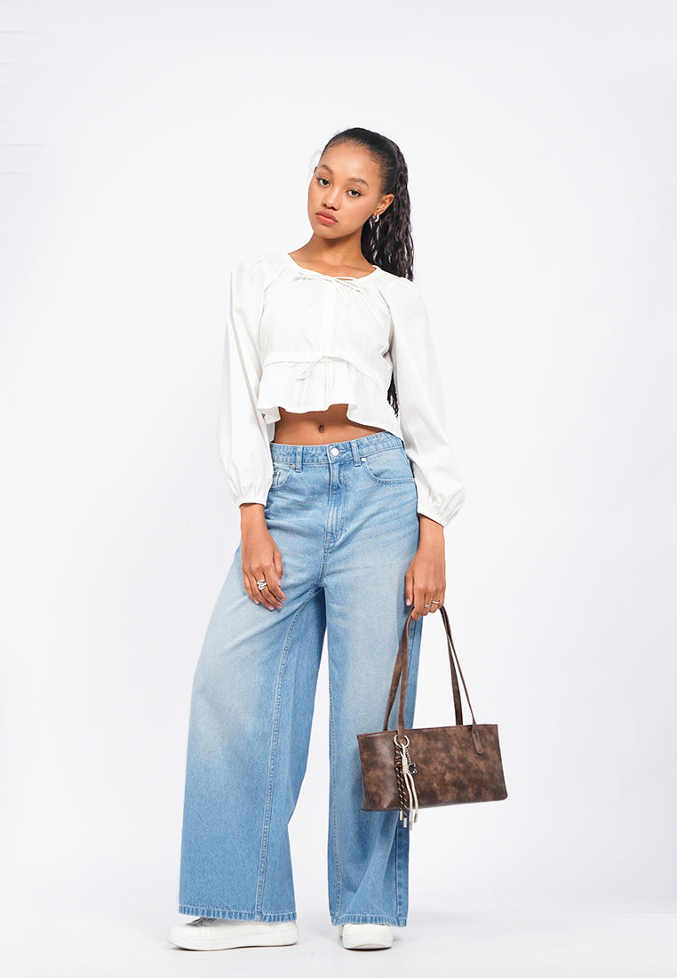 Brown Shoulder Bag with Charm