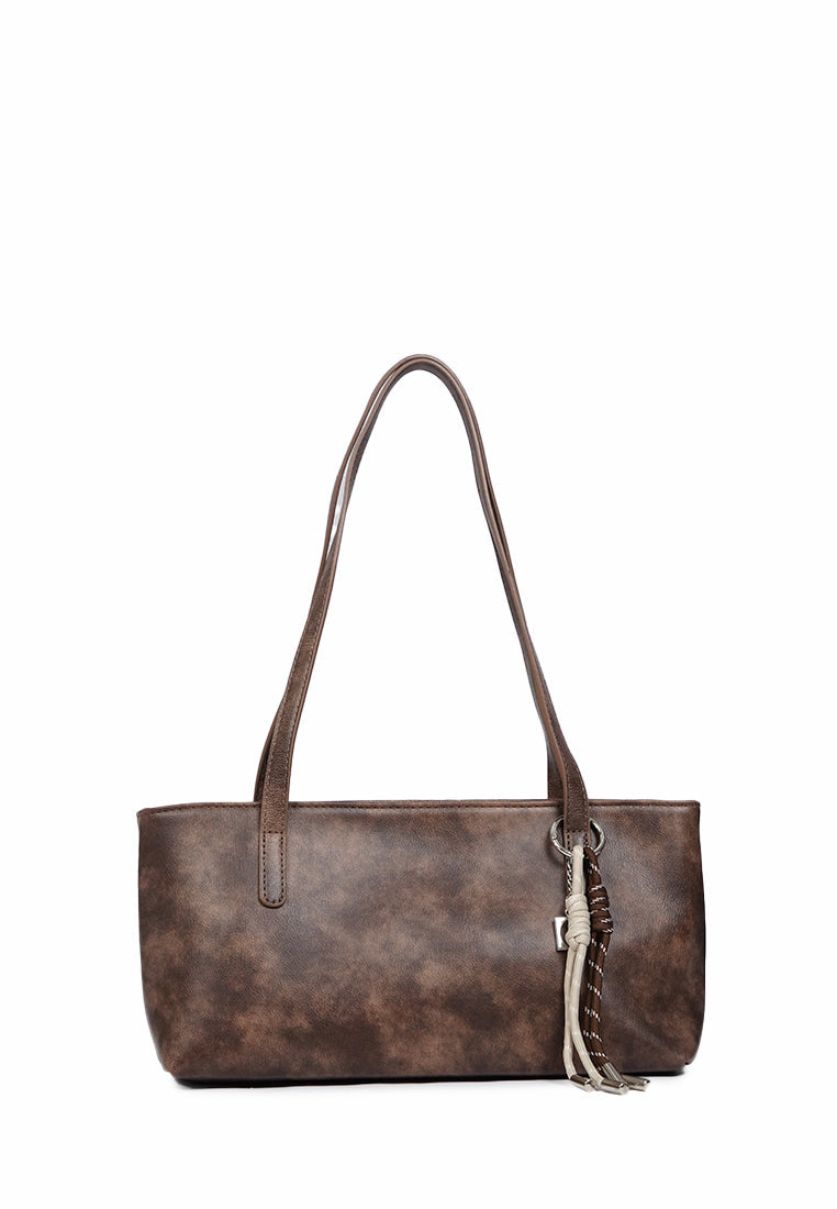 Brown Shoulder Bag with Charm