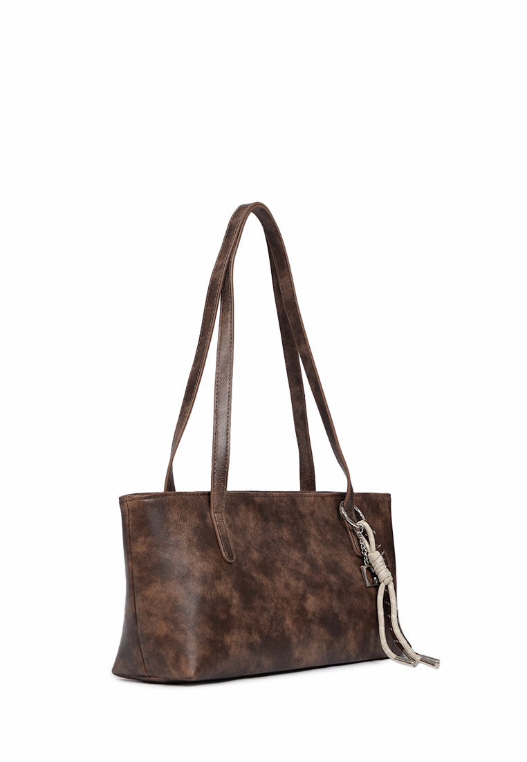 Brown Shoulder Bag with Charm