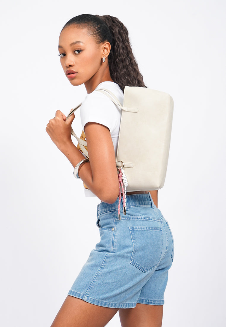 Off White Shoulder Bag with Charm