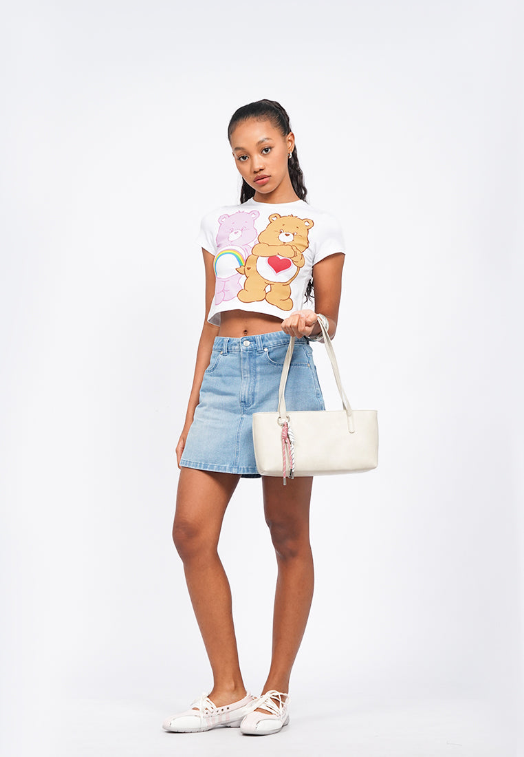 Off White Shoulder Bag with Charm