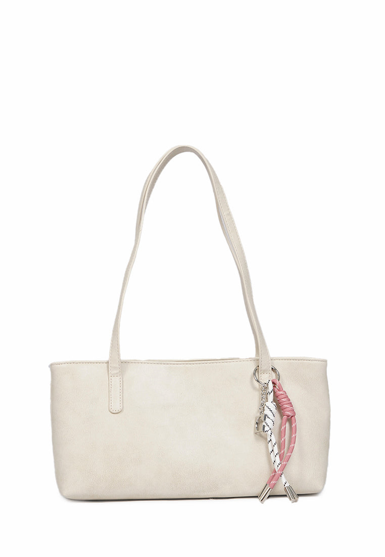 Off White Shoulder Bag with Charm
