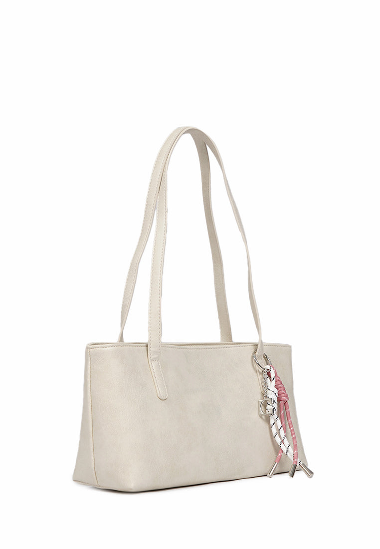 Off White Shoulder Bag with Charm