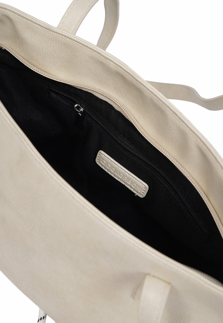 Off White Shoulder Bag with Charm
