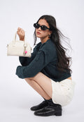 Off White Mini Bag with Charm
