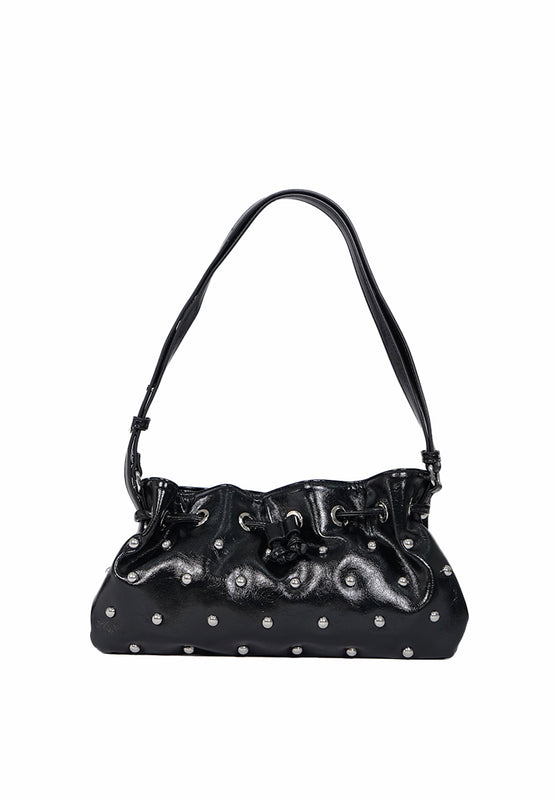 Black Ruched Shoulder Bag