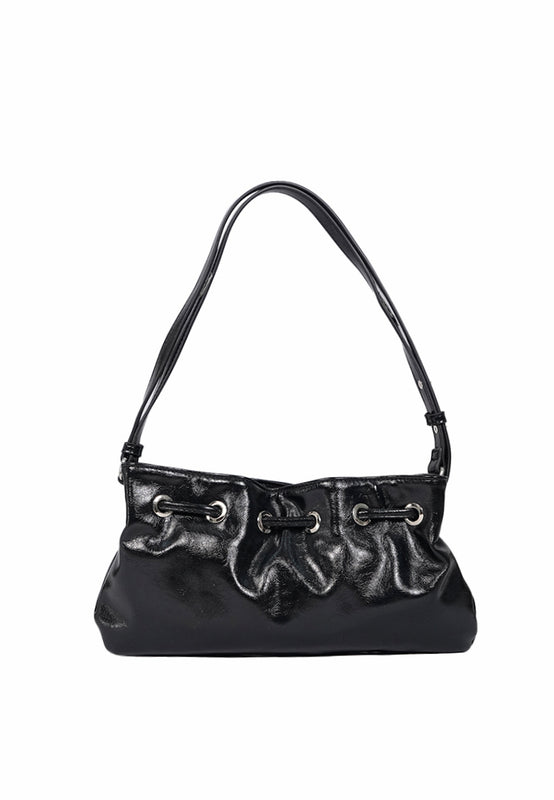 Black Ruched Shoulder Bag