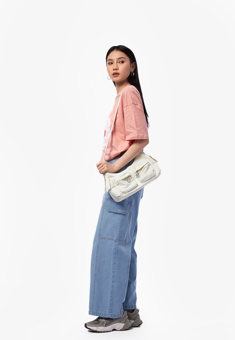 Double Pocket Shoulder Bag Off White