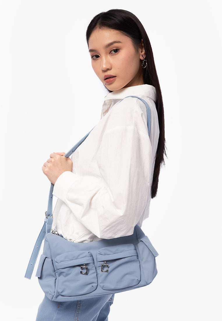 Double Pocket Shoulder Bag Dusty Blue