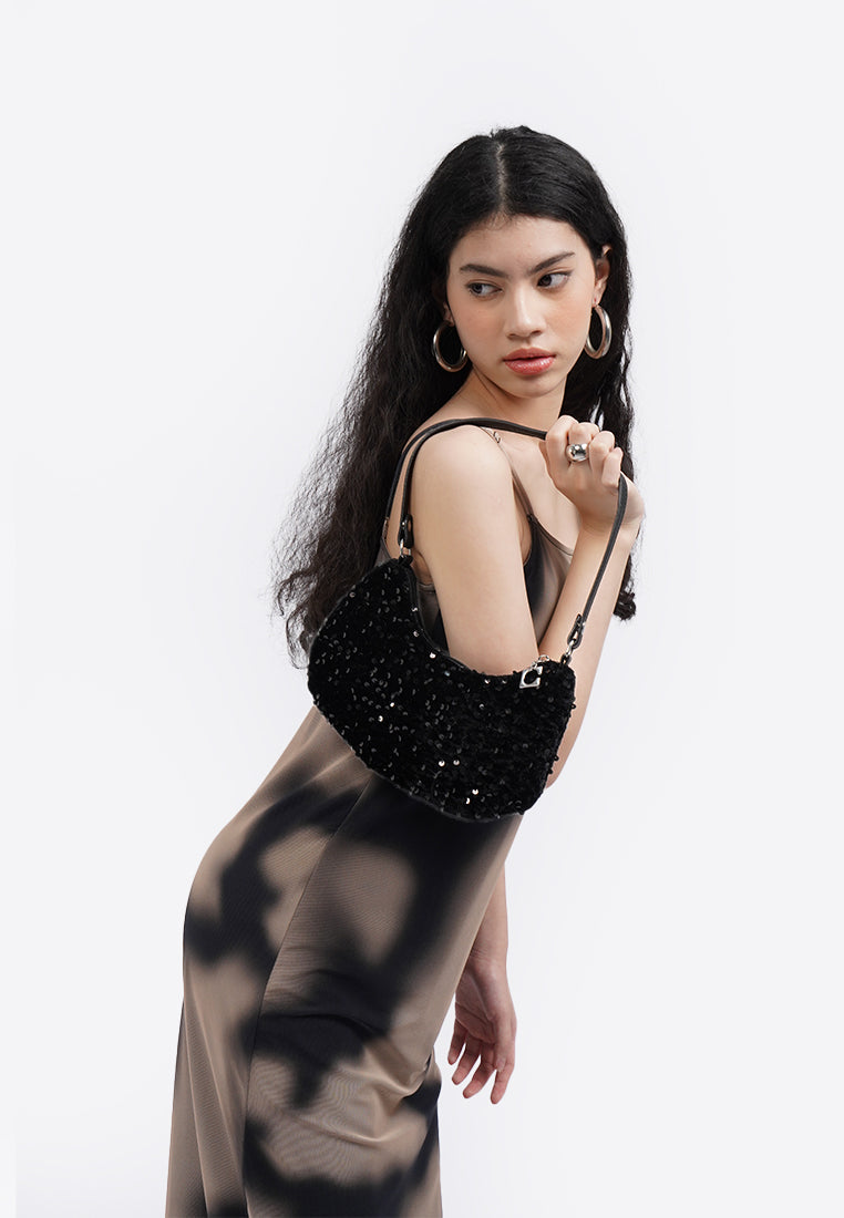 Black Sequin Sling Bag