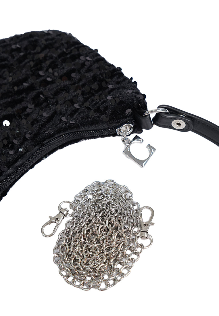 Black Sequin Sling Bag