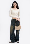 Beige Sequin Sling Bag