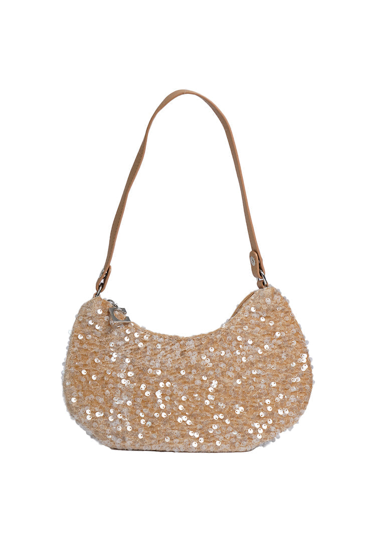 Beige Sequin Sling Bag